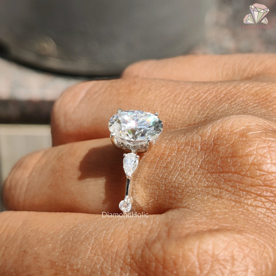 Custom Oval Moissanite Ring | Perfect Proposal Ring for Women | Handmade Designer Engagement Band