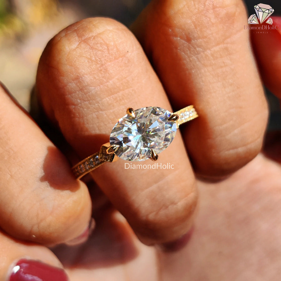 Crafted to Shine | Pavé Moissanite Ring | Oval Engagement Magic

