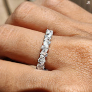Eternity Ring with Marquise Cut | Elegant Moissanite Gift | Love Wedding Band

