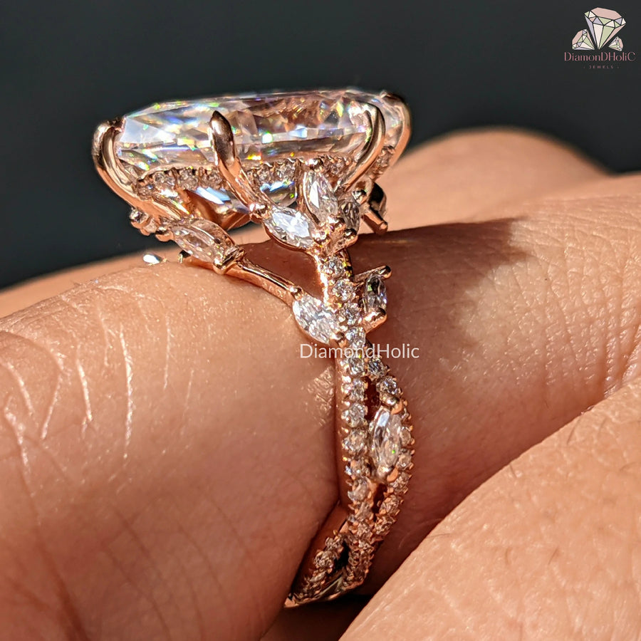 moissanite diamond ring | dainty rose gold ring | marquise moissanite sparkle
