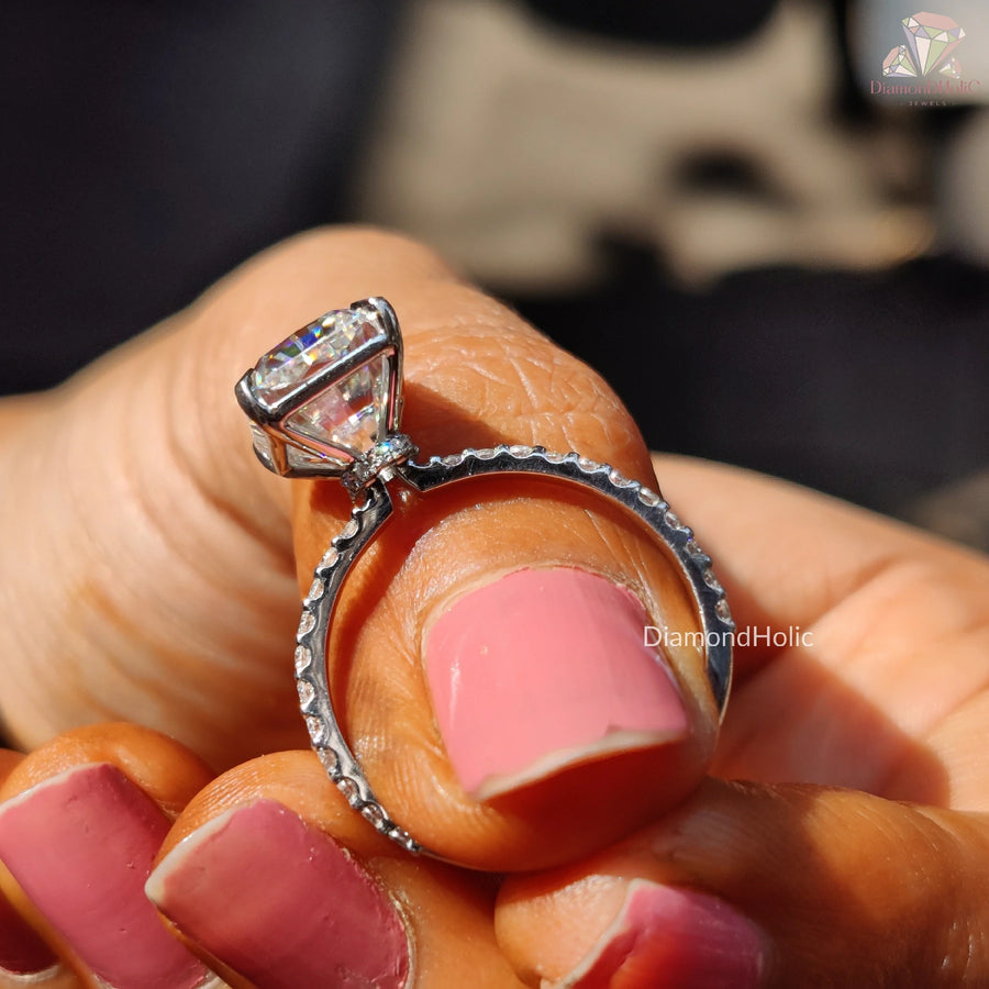  Chic Radiant Cut Promise Ring | Stylish Handmade Diamond Gift | Classic Radiant Cut Diamond Ring