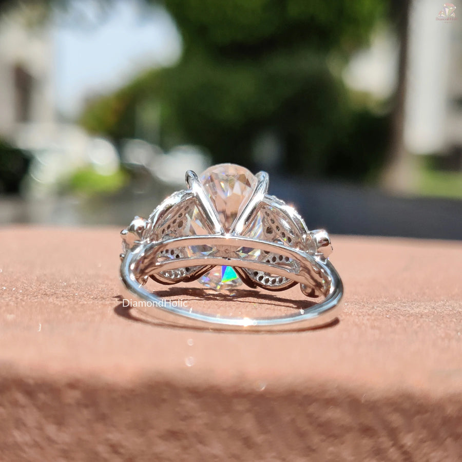 Promise Ring for Her | Oval Moissanite Sparkle | Butterfly Love Design

