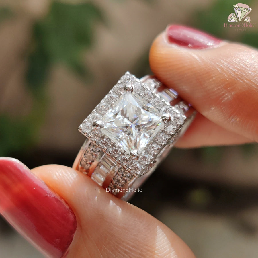 Moissanite Halo Engagement Ring
