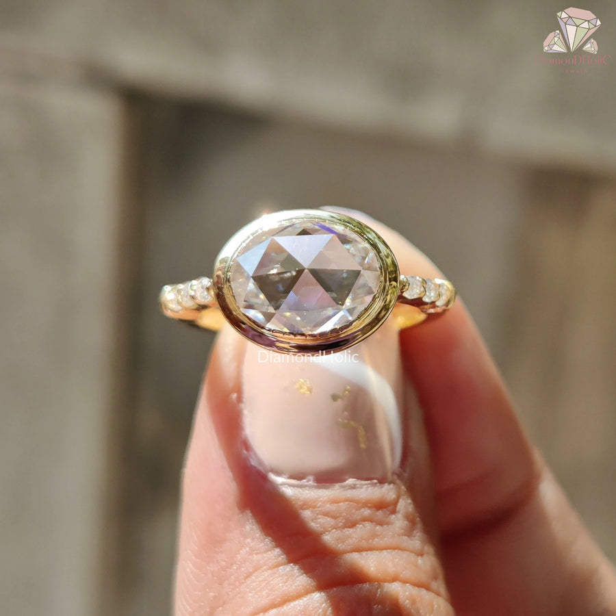 Rose cut oval Moissanite ring

