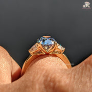 Royal Blue Oval Cut Moissanite Five Stone-Vintage Engagement Ring