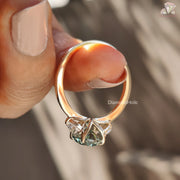 green gemstone ring | moissanite proposal ring | handcrafted gold ring
