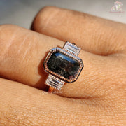 Minimalist Engagement Ring | Emerald Cut Design | Natural Pattern


