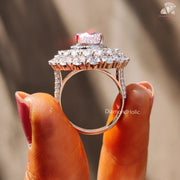 Halo Engagement Ring | Pave CZ Wedding | Gift for Girlfriend

