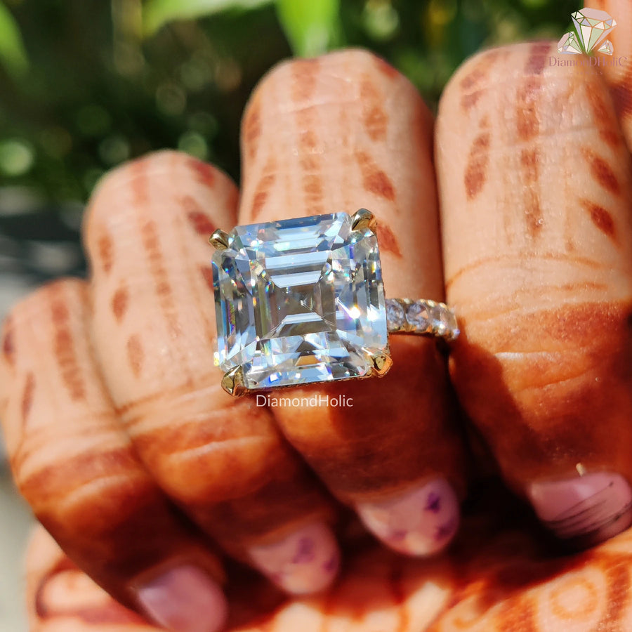 luxury moissanite jewelry | moissanite diamond ring | gold moissanite setting
