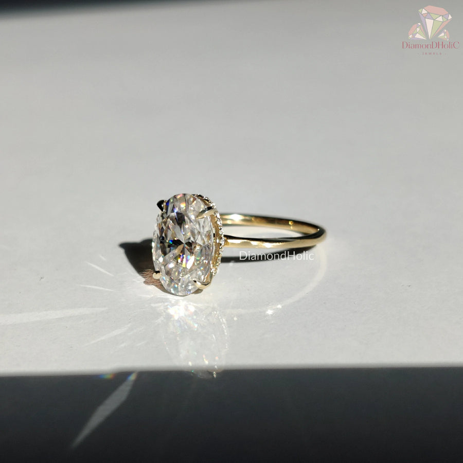 luxury proposal ring | elegant moissanite band | wedding ring yellow gold
