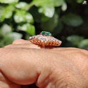 Round Vintage Moissanite | Green Statement Ring | Proposal Gift Idea

