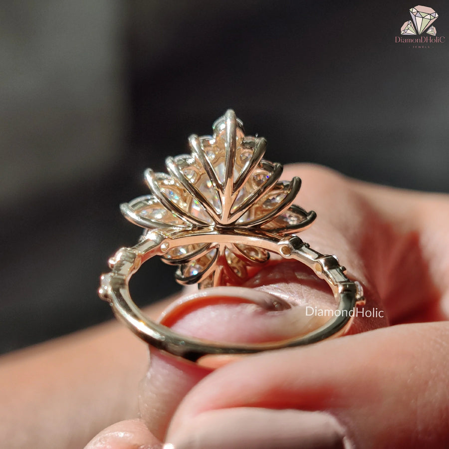 Exquisite Moissanite Halo Ring, Heartfelt Gift for Her, Elegant Jewelry for Celebrations, Modern Marquise Ring Design, Luxury Moissanite Fashion Piece, Mesmerizing Halo Moissanite Design, Sophisticated