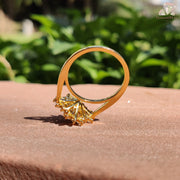 sunflower ring for her | floral design moissanite | gold moissanite ring
