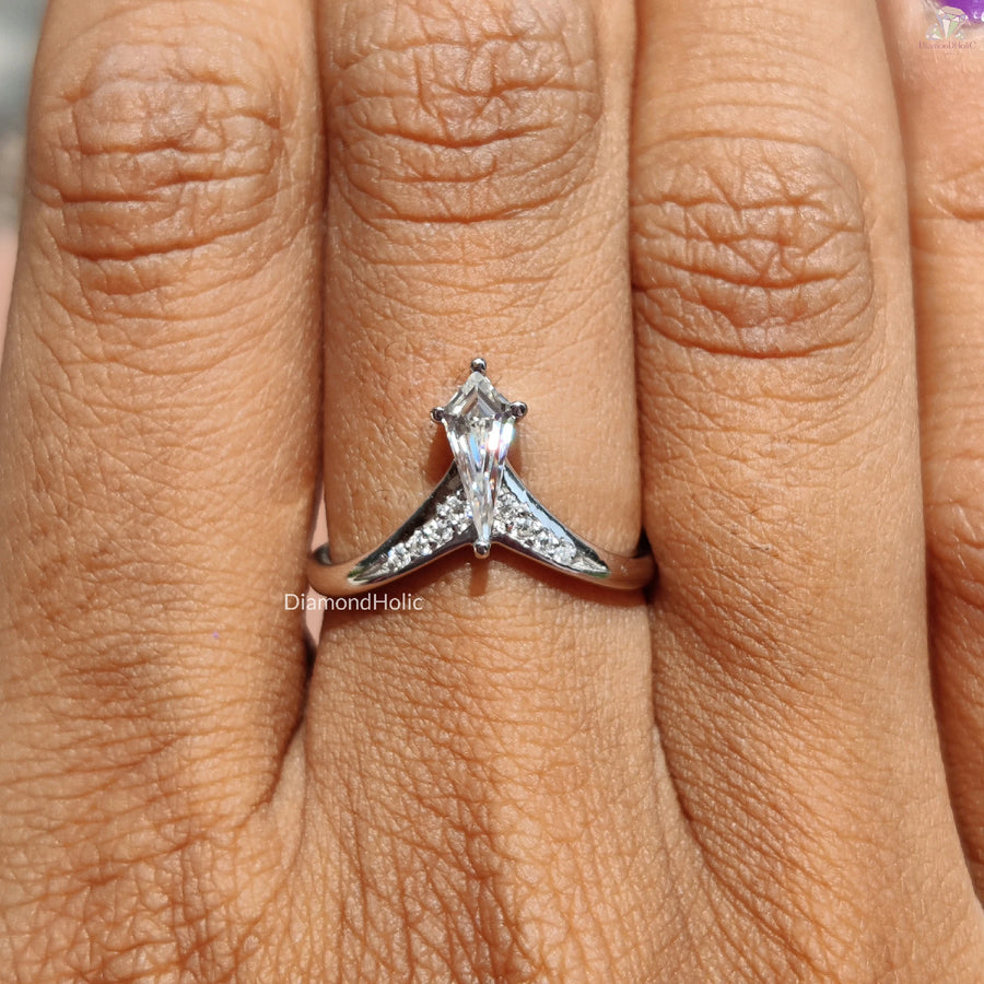 Unique Kite Cut Wedding Band | Moissanite Designer Ring | Bridal Jewelry Gift

