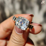 engagement ring vintage | unique cut diamond ring | moissanite band ring
