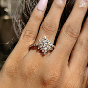 Marquise Cut Moissanite Floral Cluster Halo-Vintage Engagement Ring