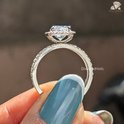luxury moissanite jewelry | cushion halo moissanite | moissanite sparkle band
