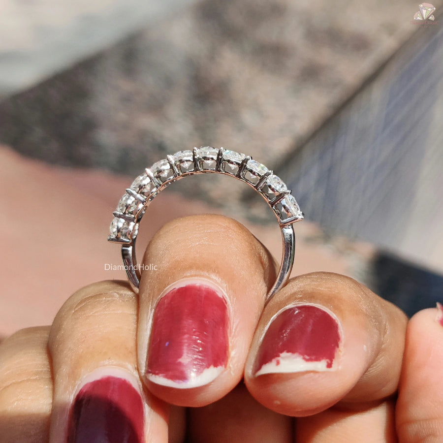 Timeless Wedding Jewelry | Moissanite Oval Band | Elegant Eternity Ring

