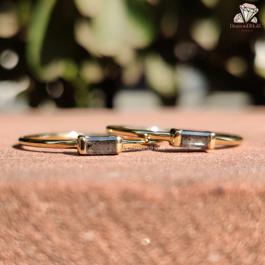 boho gold ring | real diamond bar ring | modern diamond ring
