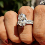 oval moissanite bridal set | moissanite couple rings | large stone ring
