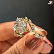 whimsical bridal ring | radiant moissanite gold | radiant marquise floral
