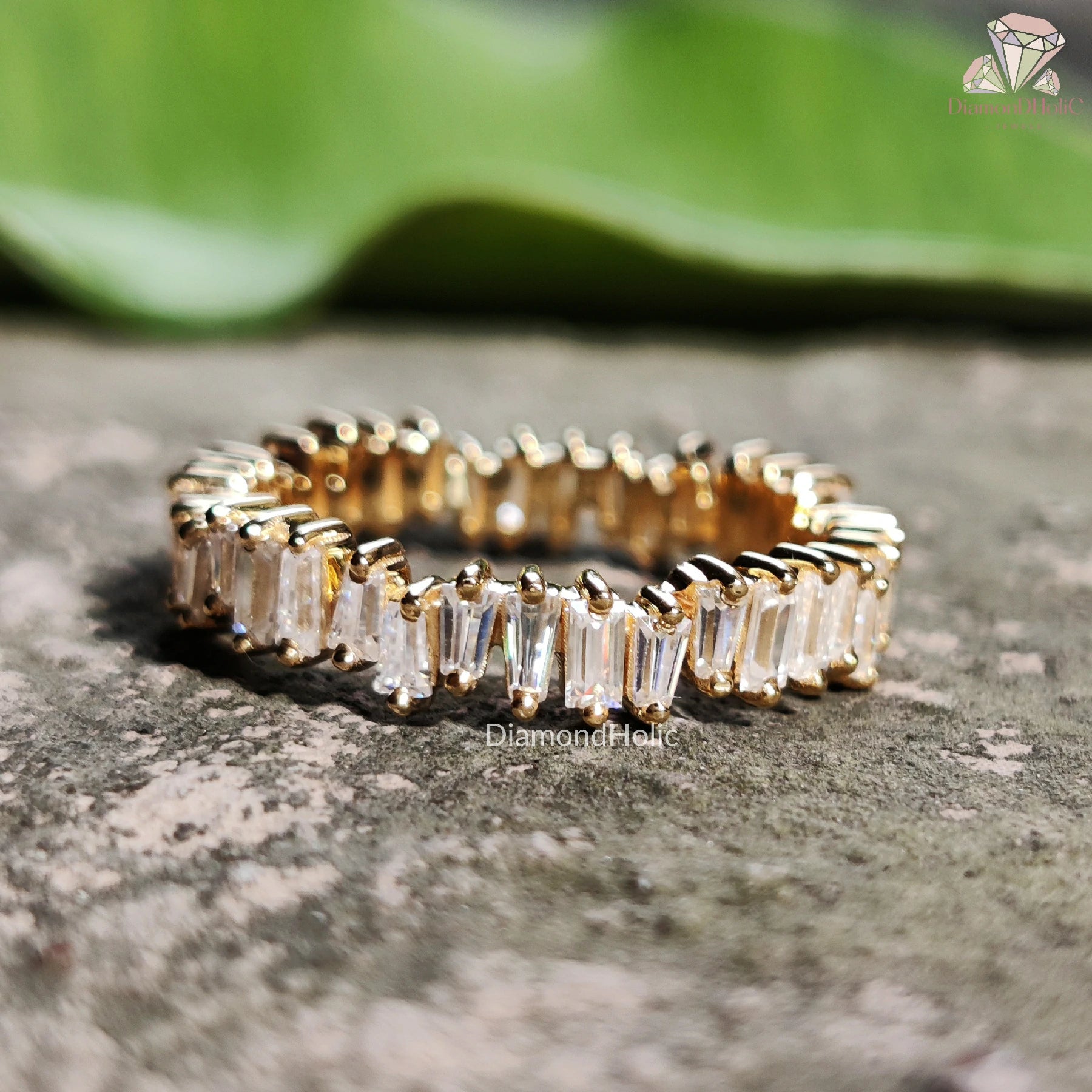Moissanite Wedding Band | Baguette Cut Ring for Her | Dainty Elegant Style

