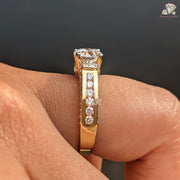 Round Cut Lab Grown Diamond Channel Setting Pave Engagement Ring