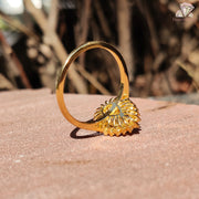 yellow gold moissanite | pear diamond alternative | moissanite proposal
