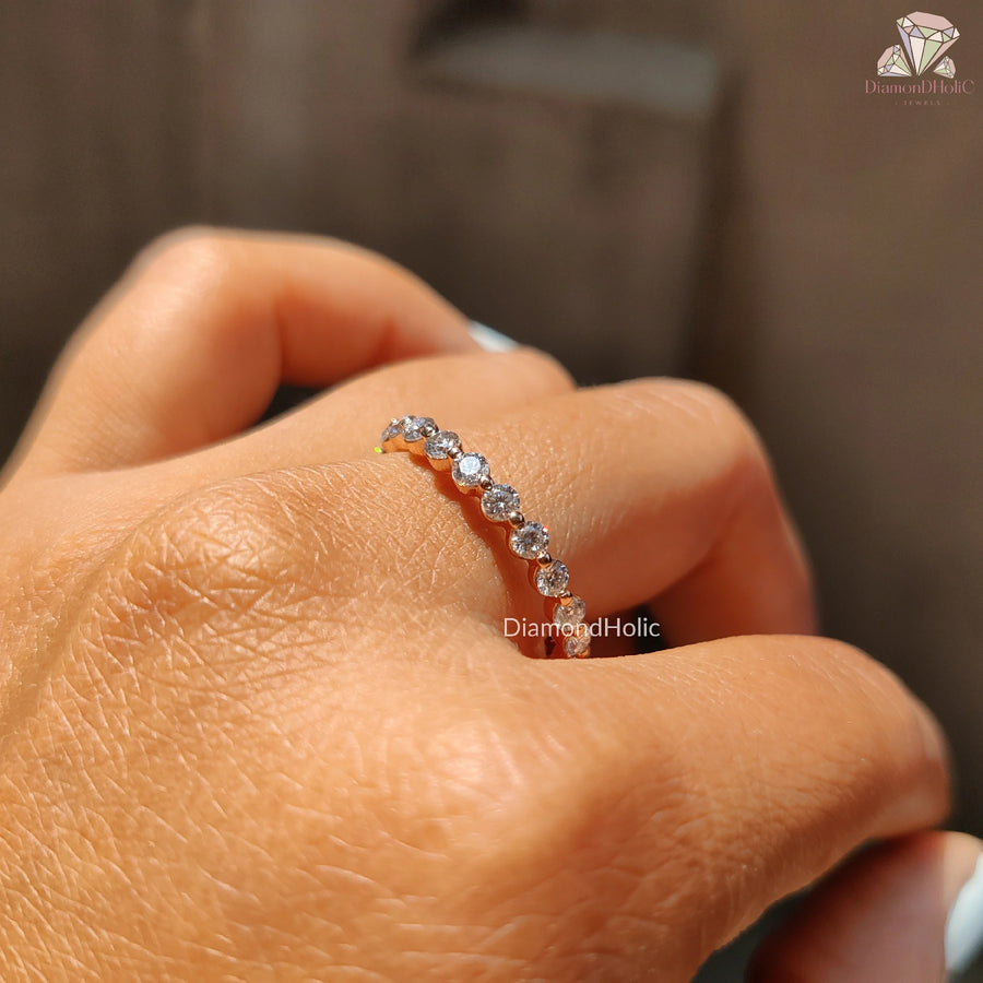 moissanite diamond band ring | eternity ring for wife | dainty wedding band
