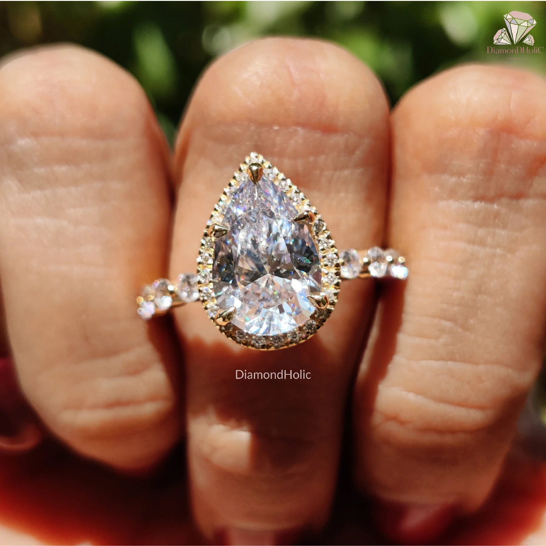 teardrop moissanite solitaire | moissanite ring for her | pear cut gold ring
