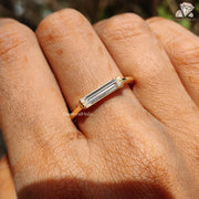dainty moissanite ring | stackable gold ring | baguette engagement ring
