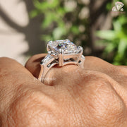 Moissanite Emerald Ring | Baguette Stone Accent Band | Bridal Gift For Her

