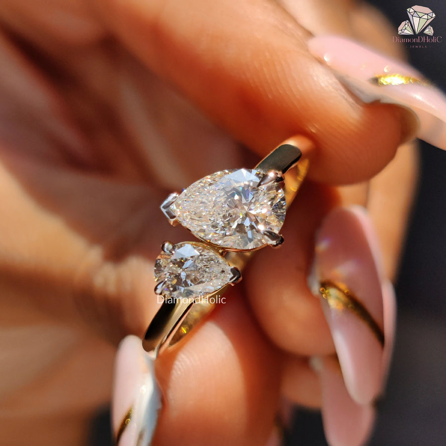 Pear Cut Lab Grown Diamond Ring