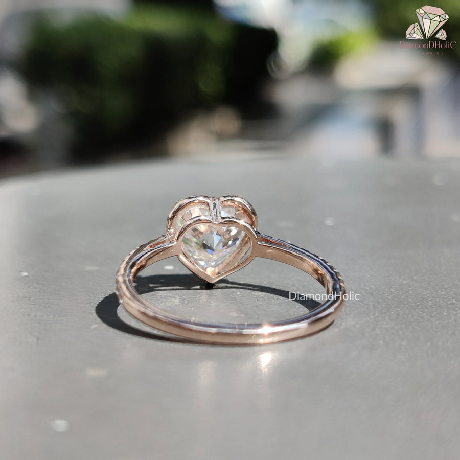 Handmade Emerald Cut Ring | Unique Moissanite Engagement Ring | Minimalist Gold Moissanite Ring 