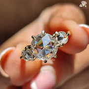 lab grown moissanite ring | moissanite ring yellow gold | round rose cut ring
