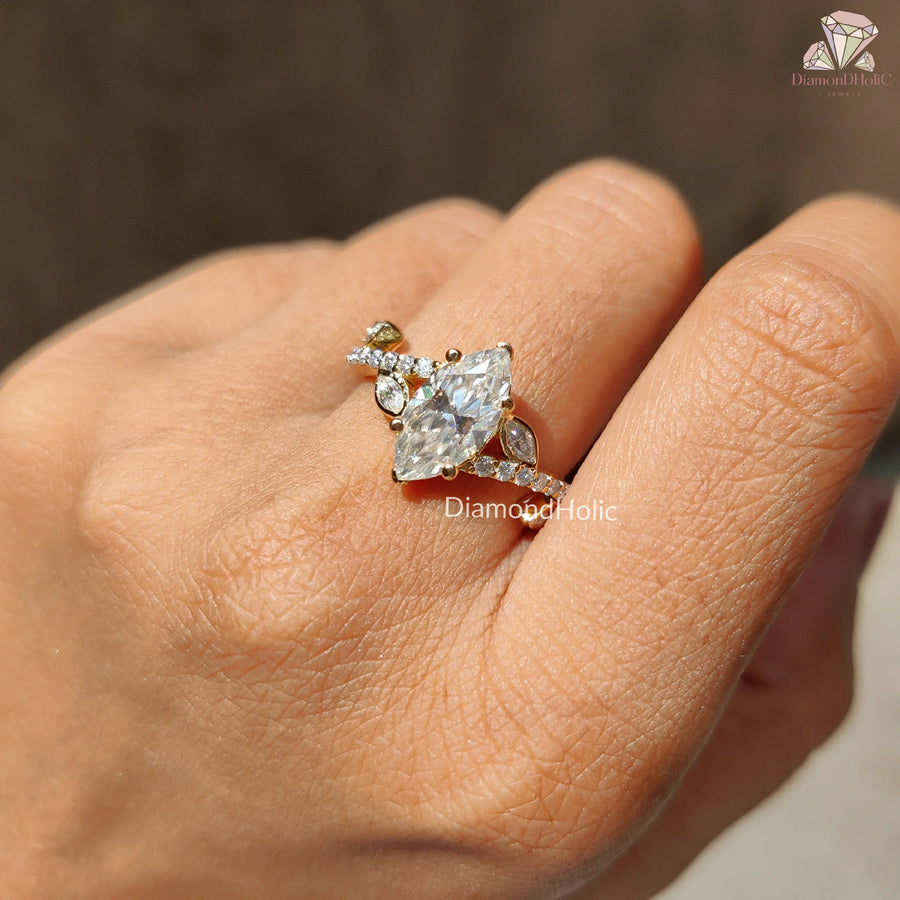 Unique Shank Bridal Jewelry | Dazzling Moissanite Diamond Band | Affordable Marquise Cut Jewelry 