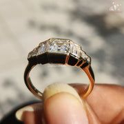 Asscher Engagement Ring | Diamond Side Stones | Love Symbol

