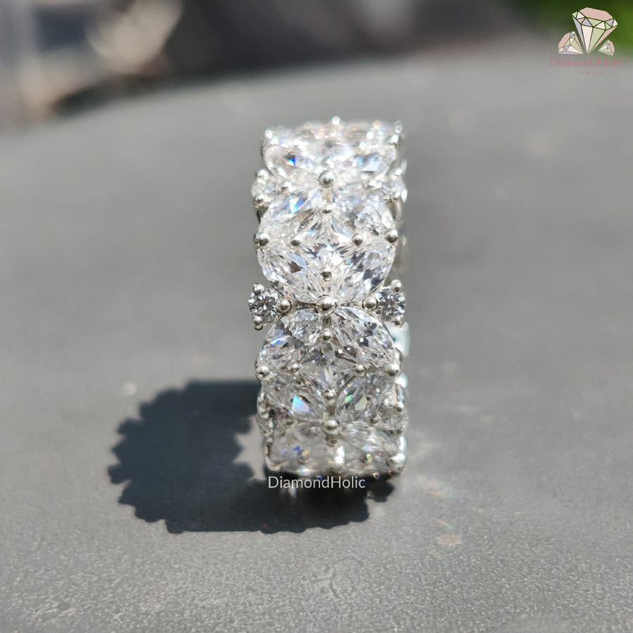 Custom Moissanite Anniversary Ring | Stylish Full Eternity Ring | Elegant Stacking Wedding Band 