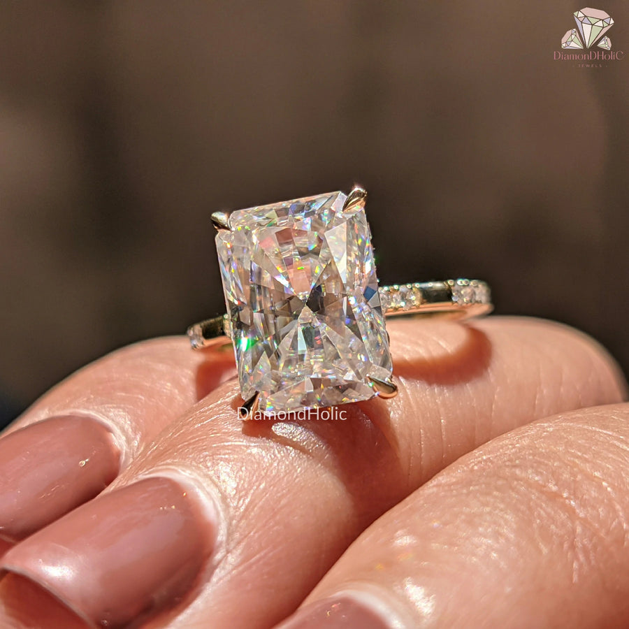 radiant cut moissanite ring