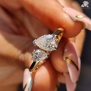 Pear Lab Grown Diamond Two Stone With Classic Prong Engagement Ring