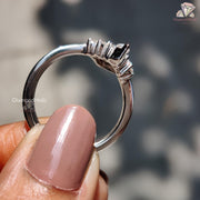 salt and pepper solitaire ring, diamond cluster ring, marquise diamond ring, pear-shaped diamond ring,