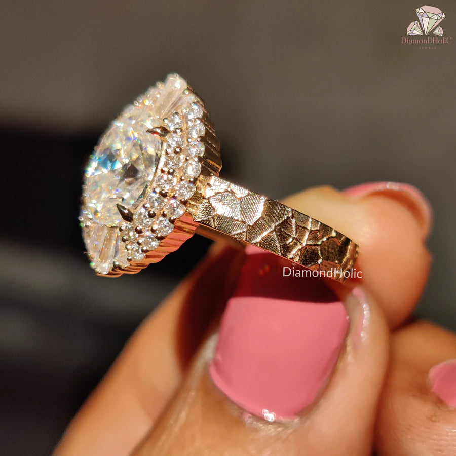 Radiant Oval Cut Engagement Band | Dazzling Double Halo Bridal Band | Elegant Moissanite Diamond Band 