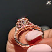 rose gold blue gemstone ring