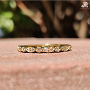 moissanite gold ring | unique wedding ring | simple gold band
