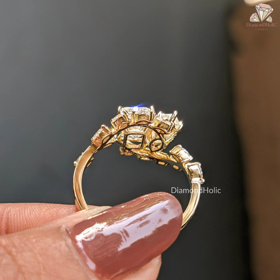floral moissanite ring | radiant wedding ring | bridal moissanite design
