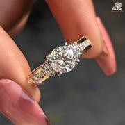 Round Cut Lab Grown Diamond Channel Setting Pave Engagement Ring