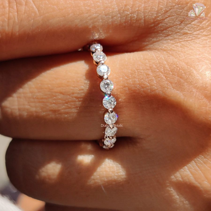 moissanite full band | moissanite bridal band | rose gold stackable ring
