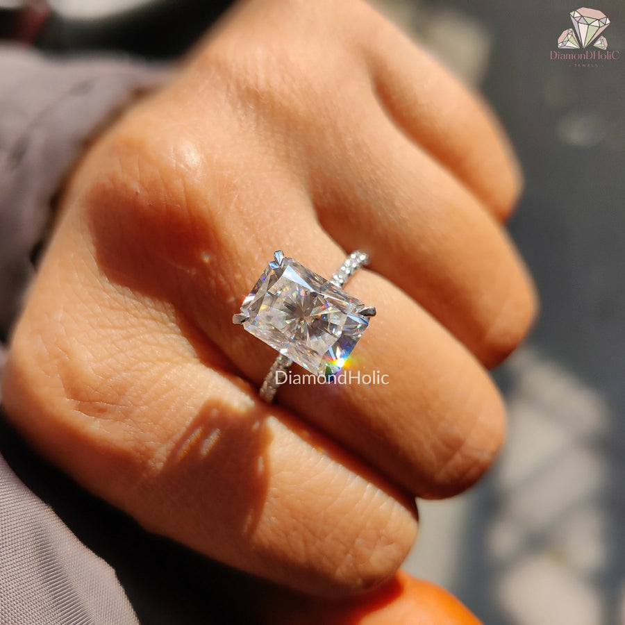 Elegant Diamond Wedding Ring | Radiant Cut Bridal Jewelry | Dazzling Handmade Diamond Band 