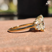 Radiant Cut with Half Moon Side Stone Moissanite Ring – Three-Stone
