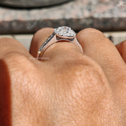 Handmade Lab Diamond Ring | Halo Pave Elegance | Promise Ring For Her

